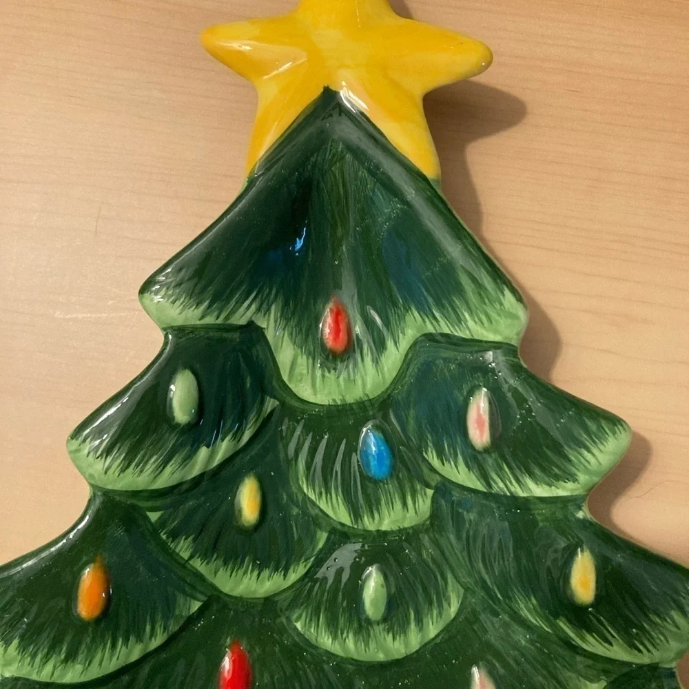 Mr. Christmas Vintage Style Christmas Tree  Ceramic Platter NIB